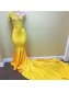 Long Yellow Mermaid One Shoulder Prom Dresses Formal Evening Gowns 901597