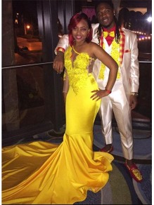 Long Yellow Mermaid One Shoulder Prom Dresses Formal Evening Gowns 901597 Long Yellow Mermaid One Shoulder Prom Dresses Formal Evening Gowns 901597