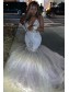 Long White Mermaid Sparkle Lace Prom Dresses Formal Evening Gowns 901599