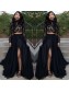Long Black Two Pieces Lace Tulle Prom Dresses Formal Evening Gowns 901605 Long Black Two Pieces Lace Tulle Prom Dresses Formal Evening Gowns 901605