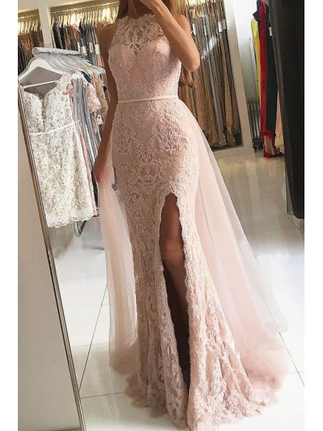 Elegant Mermaid Beaded Lace Prom Dresses Formal Evening Gowns 901610
