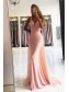 Long Pink Beaded Mermaid Prom Dresses Formal Evening Gowns 901612
