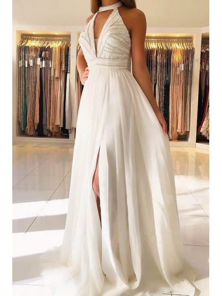 A-Line Beaded Long Prom Dresses Formal Evening Gowns 901614 A-Line Beaded Long Prom Dresses Formal Evening Gowns 901614