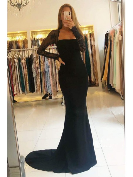 Long Black Mermaid Lace Prom Dresses Formal Evening Gowns 901615 Long Black Mermaid Lace Prom Dresses Formal Evening Gowns 901615