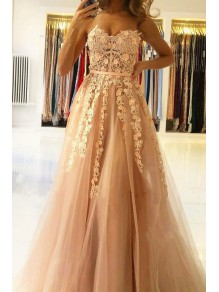 A-Line Sweetheart Lace Prom Dresses Formal Evening Gowns 901617
