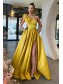 A-Line One Shoulder Long Prom Dresses Formal Evening Gowns 901619