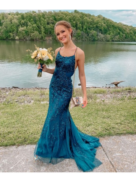 Elegant Long Lace and Tulle Prom Dresses Formal Evening Gowns 901633 Elegant Long Lace and Tulle Prom Dresses Formal Evening Gowns 901633