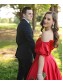 Long Red Off the Shoulder Satin Prom Dresses Formal Evening Gowns 901636 Long Red Off the Shoulder Satin Prom Dresses Formal Evening Gowns 901636