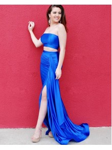 Long Royal Blue Two Pieces Prom Dresses Formal Evening Gowns 901643