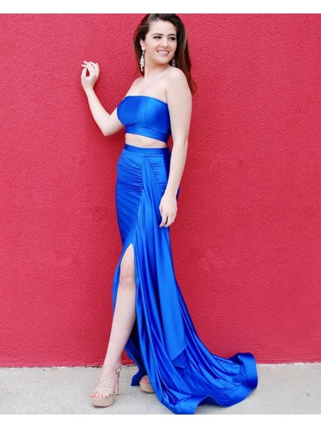Long Royal Blue Two Pieces Prom Dresses Formal Evening Gowns 901643