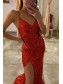 Elegant Long Red Sequin Prom Dresses Formal Evening Gowns 901644