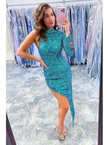 Blue Sparkle Sequin One Shoulder Prom Dresses Formal Evening Gowns 901656 Blue Sparkle Sequin One Shoulder Prom Dresses Formal Evening Gowns 901656