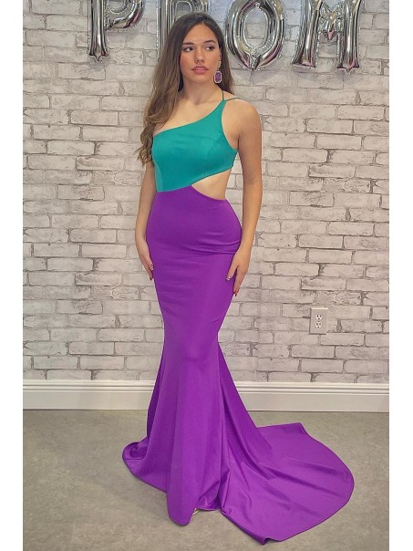 Long Mermaid One Shoulder Prom Dresses Formal Evening Gowns 901658