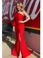 Long Mermaid One Shoulder Orange Prom Dresses Formal Evening Gowns 901660