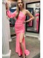 Long Mermaid One Shoulder Orange Prom Dresses Formal Evening Gowns 901660