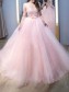 Long Pink Lace and Tulle Prom Dresses Formal Evening Gowns 901666