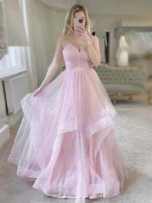 Long Pink Sparkle Tulle Prom Dresses Formal Evening Gowns 901671 Long Pink Sparkle Tulle Prom Dresses Formal Evening Gowns 901671