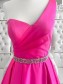 Long Fuchsia Beaded One Shoulder Prom Dresses Formal Evening Gowns 901674