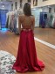 Long Red V Neck Prom Dresses Formal Evening Gowns 901678