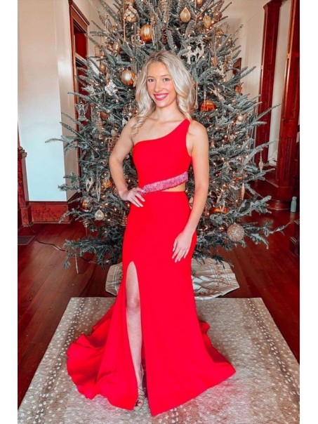 Long Red One Shoulder Prom Dresses Formal Evening Gowns 901690 Long Red One Shoulder Prom Dresses Formal Evening Gowns 901690