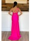 Long Pink One Shoulder Prom Dresses Formal Evening Gowns 901705