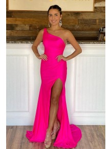 Long Pink One Shoulder Prom Dresses Formal Evening Gowns 901705 Long Pink One Shoulder Prom Dresses Formal Evening Gowns 901705