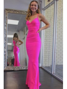 Long Fuchsia Mermaid Prom Dresses Formal Evening Gowns 901706