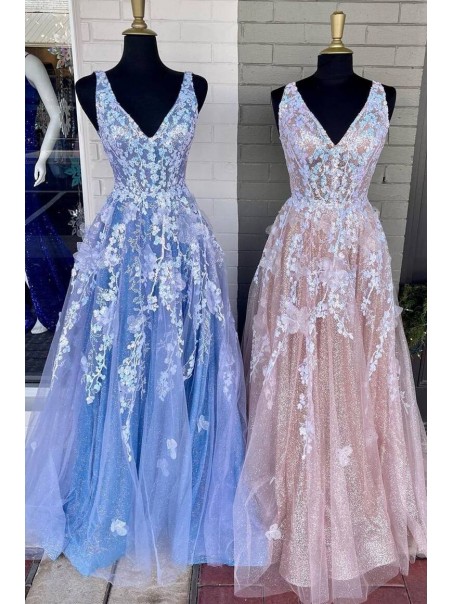 A-Line Lace V Neck Prom Dresses Formal Evening Gowns 901713 A-Line Lace V Neck Prom Dresses Formal Evening Gowns 901713