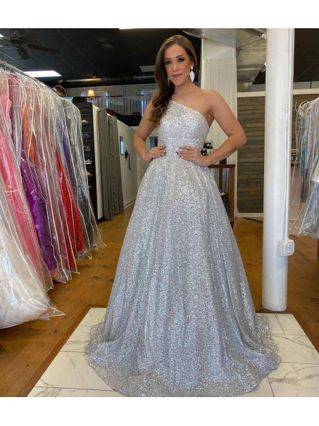 A-Line One Shoulder Sparkle Sequin Prom Dresses Formal Evening Gowns 901714 A-Line One Shoulder Sparkle Sequin Prom Dresses Formal Evening Gowns 901714