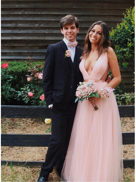 A-Line Long Pink Tulle Prom Dresses Formal Evening Gowns 901755 A-Line Long Pink Tulle Prom Dresses Formal Evening Gowns 901755
