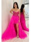 High Low Sweetheart Sparkle Tulle Fuchsia Prom Dresses Formal Evening Gowns 901757