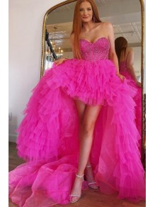 High Low Sweetheart Sparkle Tulle Fuchsia Prom Dresses Formal Evening Gowns 901757 High Low Sweetheart Sparkle Tulle Fuchsia Prom Dresses Formal Evening Gowns 901757