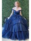 A-Line Fuchsia Tulle Long Prom Dresses Formal Evening Gowns 901759