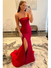 Long Red Mermaid Strapless Prom Dresses Formal Evening Gowns 901762 Long Red Mermaid Strapless Prom Dresses Formal Evening Gowns 901762