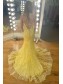Long Yellow Mermaid Lace Prom Dresses Formal Evening Gowns 901764