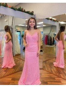 Long Pink Sparkle Sequins Prom Dresses Formal Evening Gowns 901769 Long Pink Sparkle Sequins Prom Dresses Formal Evening Gowns 901769