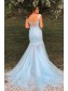 Long Blue Mermaid Lace and Tulle Prom Dresses Formal Evening Gowns 901779 Long Blue Mermaid Lace and Tulle Prom Dresses Formal Evening Gowns 901779