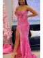 Long Fuchsia Sweetheart Sparkle Sequins Prom Dresses Formal Evening Gowns 901792