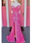 Long Fuchsia Sweetheart Sparkle Sequins Prom Dresses Formal Evening Gowns 901792