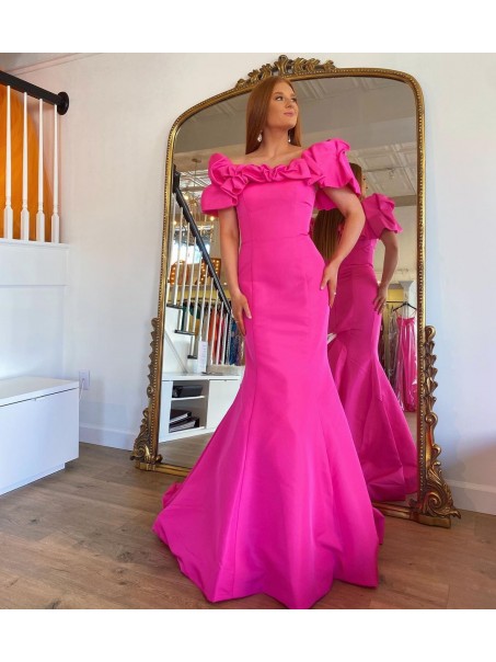Long Mermaid Fuchsia Prom Dresses Formal Evening Gowns 901794