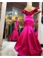 Long Mermaid Fuchsia Prom Dresses Formal Evening Gowns 901795