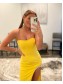 Long Yellow Strapless Beaded Prom Dresses Formal Evening Gowns 901799