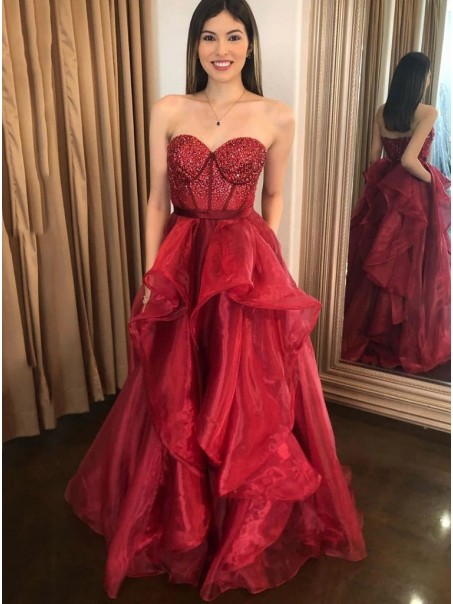 A-Line Long Burgundy Sweetheart Prom Dresses Formal Evening Gowns 901804 A-Line Long Burgundy Sweetheart Prom Dresses Formal Evening Gowns 901804