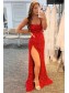 Simple Stunning Long Red Sequins Prom Dresses Formal Evening Gowns 901812