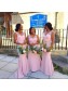 Long Pink Mermaid Floor Length Bridesmaid Dresses 902003