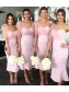 Pink Tea Length One Shoulder Bridesmaid Dresses 902010 Pink Tea Length One Shoulder Bridesmaid Dresses 902010