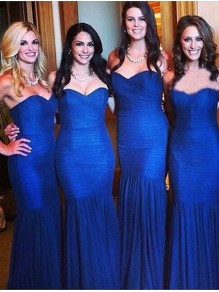 Long Royal Blue Mermaid Floor Length Bridesmaid Dresses 902012