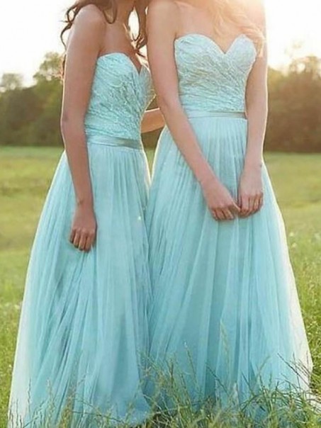 A-Line Sweetheart Lace and Tulle Long Bridesmaid Dresses 902016 A-Line Sweetheart Lace and Tulle Long Bridesmaid Dresses 902016