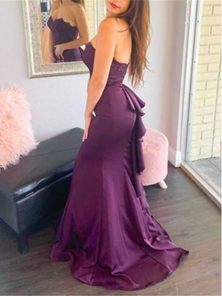 Long Purple Mermaid Floor Length Bridesmaid Dresses 902018 Long Purple Mermaid Floor Length Bridesmaid Dresses 902018