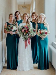 Long Blue Mermaid Floor Length Bridesmaid Dresses 902028